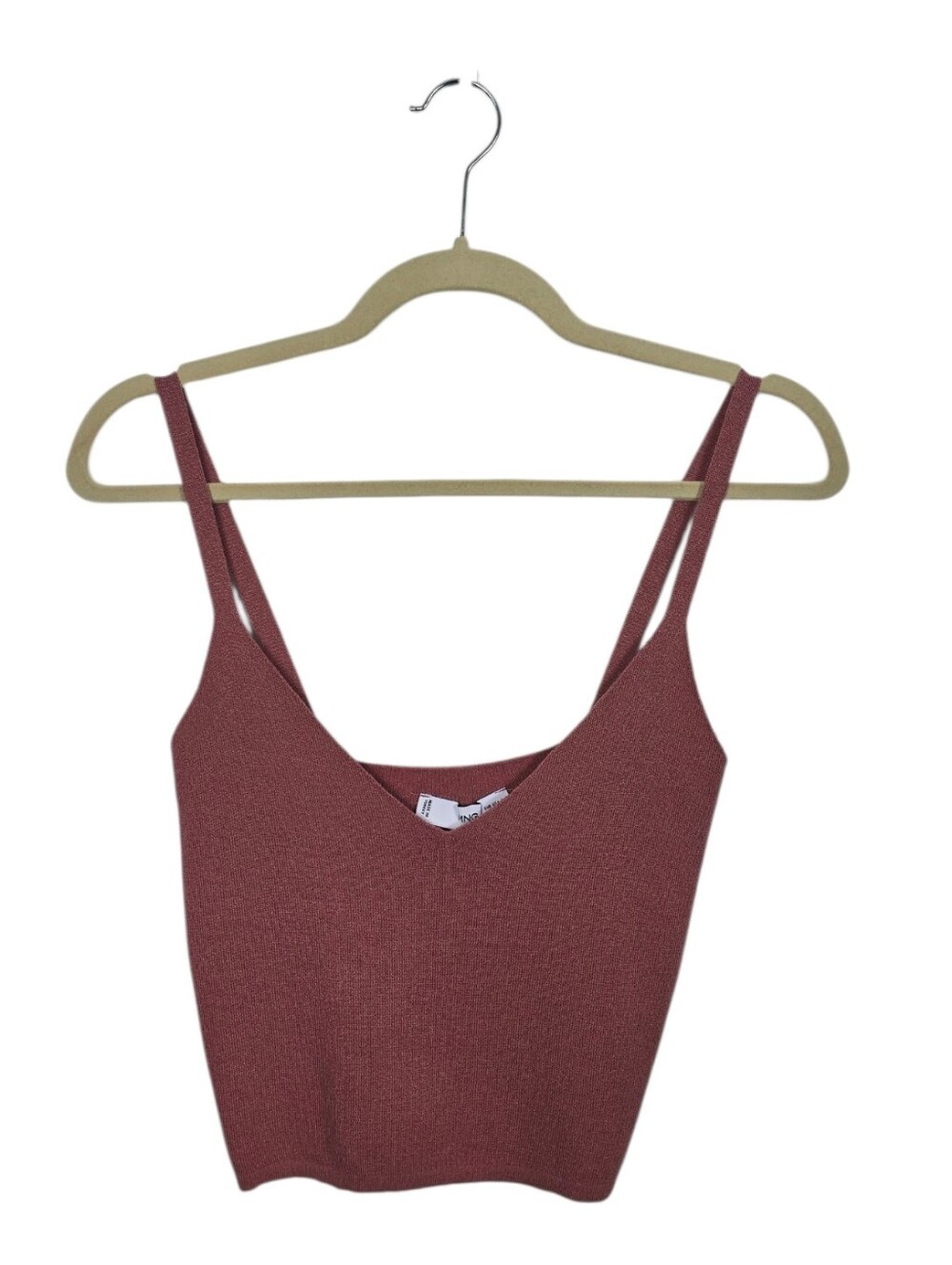 Mango MNG Cropped Knit Tank Top In Terracotta Teen Large